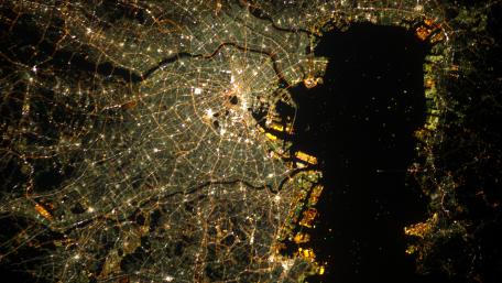 Tokyo at Night Viewed from the International Space Station wallpaper