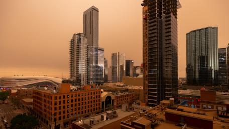 Red Sky Over Downtown Edmonton wallpaper