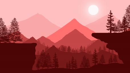 Crimson Peaks Under a Rosy Sky wallpaper