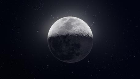 Mystic Full Moon in Starlit Silence wallpaper