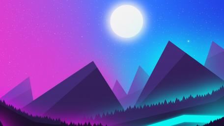 Mystical Moonlit Mountainscape wallpaper
