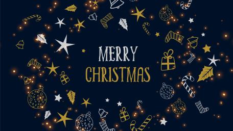 Festive Holiday Greetings in Gold and Navy wallpaper