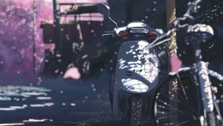Scooter Reflections in a Dreamy Alley wallpaper
