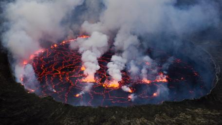 Lava Lake of the Nyiragongo Volcano in Virunga National Park wallpaper