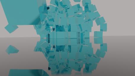 Blue Cubes' Reflective Symphony in 3D wallpaper