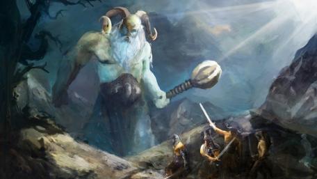 Mystic Encounter in Norse Wilderness wallpaper