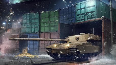 Military Tank at Night Snowfall Scene wallpaper