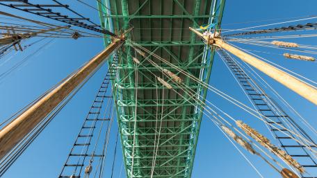 The Älvsborg Bridge seen from the Historic Schooner Lngo wallpaper