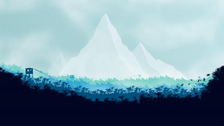 Mystical Peaks in Minimalist Serenity wallpaper