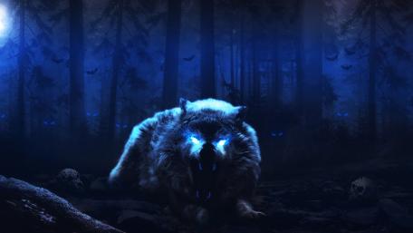 Scary White Wolf wallpaper