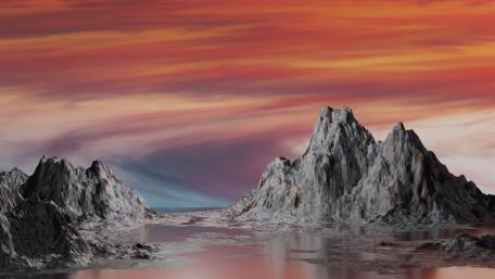 Majestic Mountains Under a Fiery Sky wallpaper