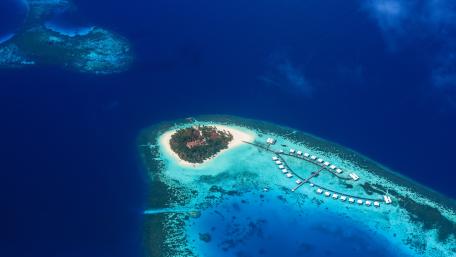 Tropical Island Oasis Aerial View wallpaper