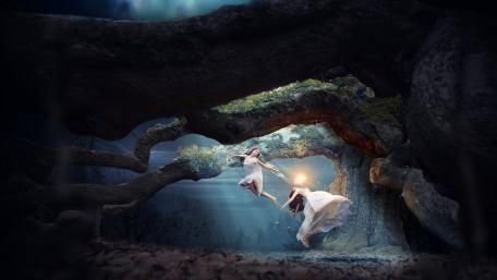 Angelic Dance in Enchanted Forest wallpaper