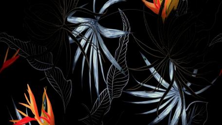 Yellow, black & blue  Flowers [red, yellow, blue & black] wallpaper