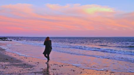 Sunset Walk on the Beach wallpaper