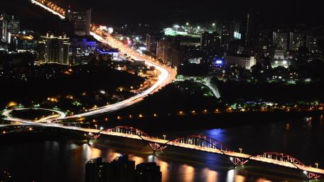 Night View of Taipei and Guandu Bridge wallpaper