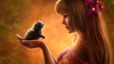 Enchanted Moment with Mystic Kitten wallpaper