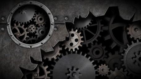 Mechanical Symphony of Iron Gears wallpaper