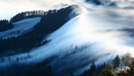 Foggy Belchenflue Mountains wallpaper