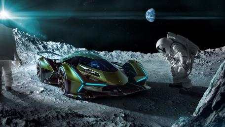 Lamborghini V12 Vision Gran Turismo on the moon wallpaper