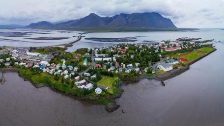 Aerial Panorama of Borgarnes, Iceland wallpaper