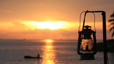 Golden Horizon with Lantern Glow wallpaper