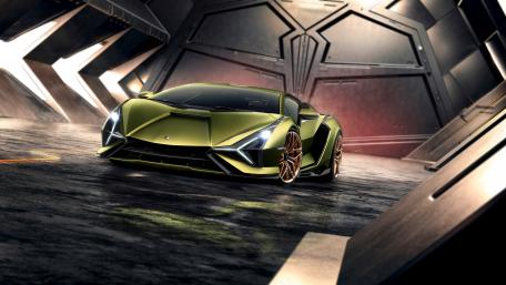 Green Lamborghini Sián front wallpaper
