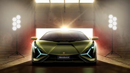 Lamborghini Sian hybrid supercar front view wallpaper