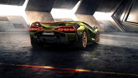 Lamborghini Sian rear view wallpaper