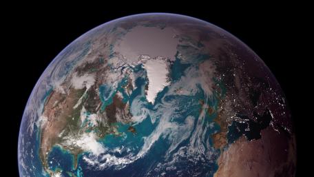 Twin Blue Marbles: Western Hemisphere (North America, Europe & the Arctic) wallpaper