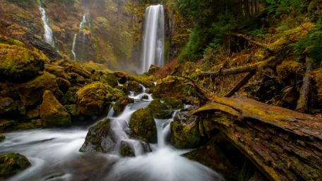 Majestic Autumn Waterfall Wonderland wallpaper