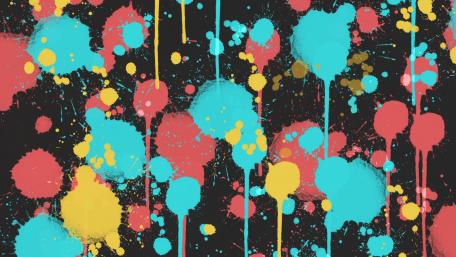 Colorful Drips on Black Canvas wallpaper