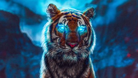 Mystical Tiger with Luminescent Gaze wallpaper