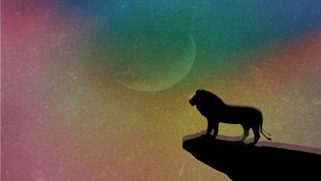 Majestic Lion Silhouette in Fantasy Realm 4K wallpaper