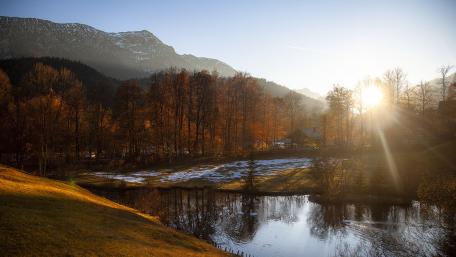Golden Autumn Reflections in Nature's Embrace wallpaper