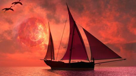 Sailing into the Fiery Horizon wallpaper