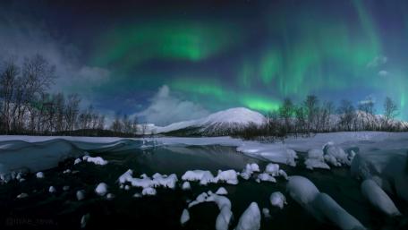 Majestic Northern Lights Dancing in the Night Sky wallpaper