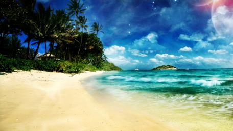 Tropical Serenity by the Sea wallpaper