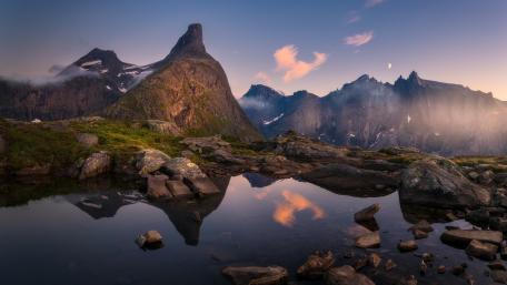Majestic Landscape with Serene Reflections in Water wallpaper