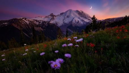 Majestic Mountain Under a Colorful Sky wallpaper