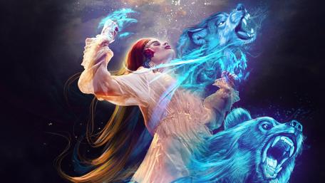 Mystical Battle of Beasts and Magic wallpaper
