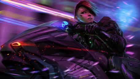 Cyberpunk Anime Biker Girl wallpaper