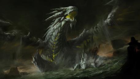 Majestic Dragon Emerges from the Abyss wallpaper