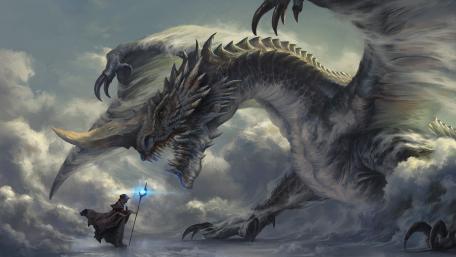 Majestic Showdown in the Stormy Skies wallpaper