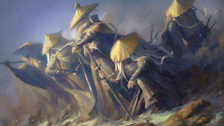 Samurai Warriors in Mystic Dawn wallpaper