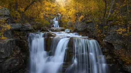 Autumn Serenity at the Waterfall wallpaper