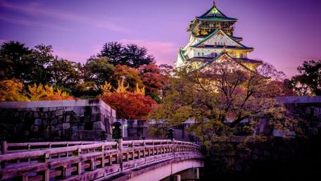Osaka Castle at fall wallpaper