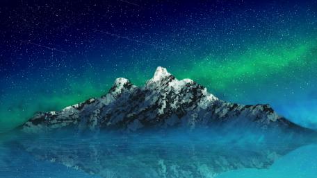Majestic Aurora Borealis Over Serene Mountains wallpaper