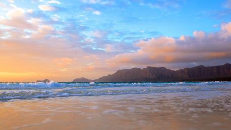 Serenity at the Sea and Mountains wallpaper
