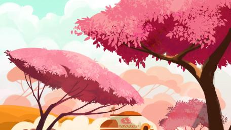 Autumn Serenity in Pink Hues wallpaper